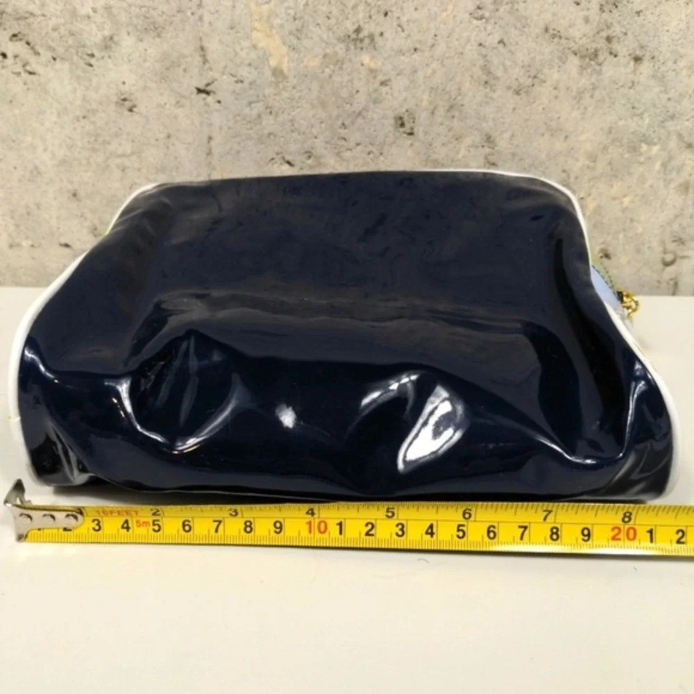 Estee Lauder 2 Piece Cosmetic Bag Set Y2k Style Patent Green‎ Blue Travel Pouch